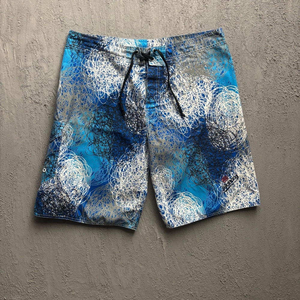 Vintage Billabong Abstract Print Board Shorts Men 38 Blue Y2K